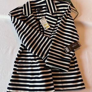 Petite small striped navy and white blazer